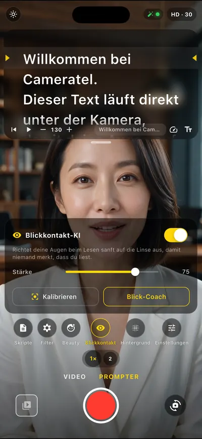 Screenshot der Cameratel-App: Niemand merkt, dass du liest