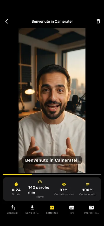 Schermata dell'app Cameratel: Sottotitoli già pronti