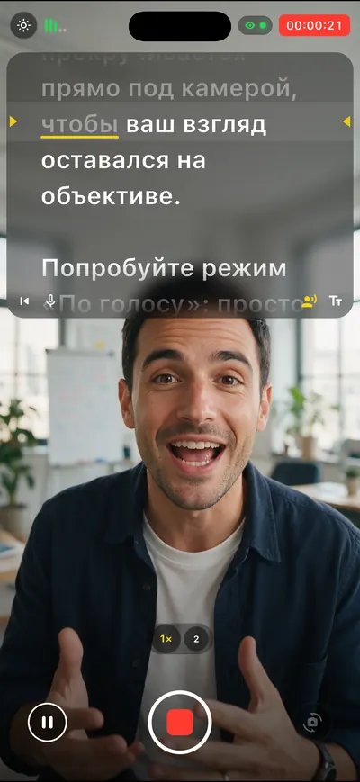 Экран приложения Cameratel: Следует за вашим голосом